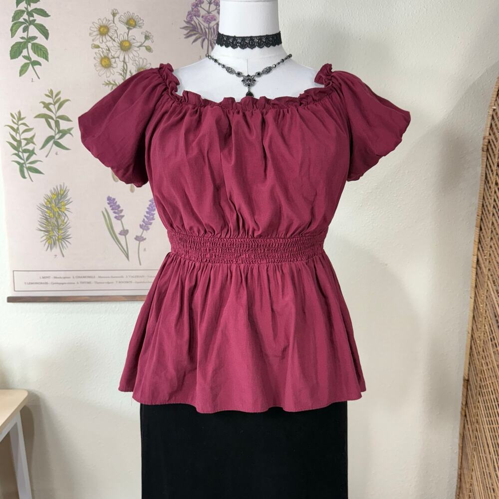 Scarlet Darkness Peasant Top Vampire Romantic Goth Renfaire Witchy Medieval S M